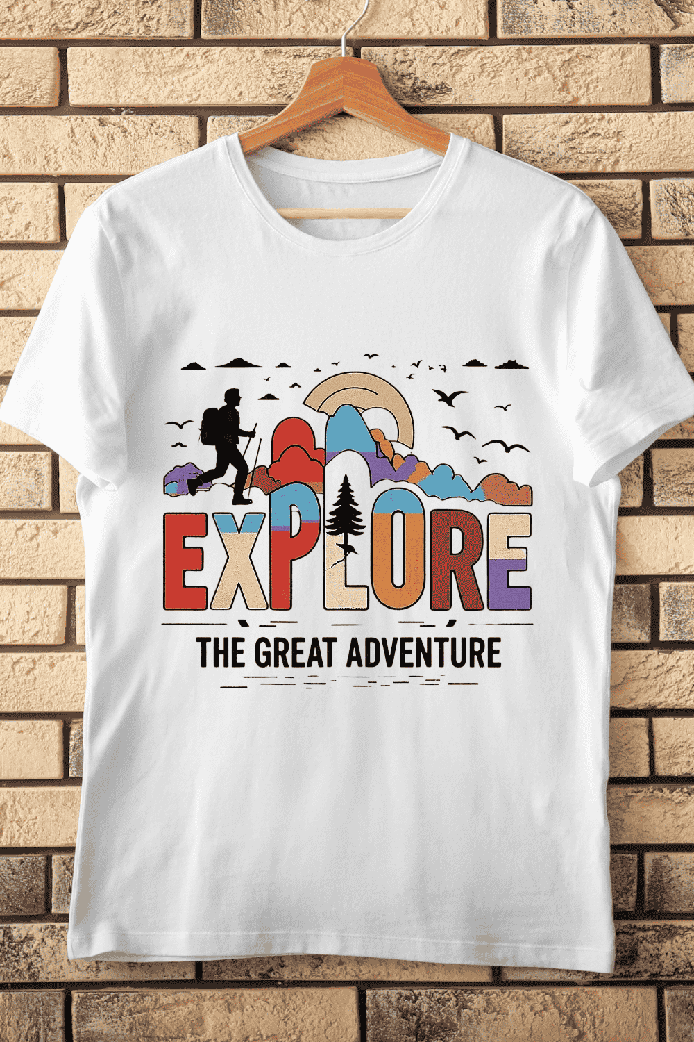 Explore The Great Adventure Hiking T-Shirt Design pinterest preview image.