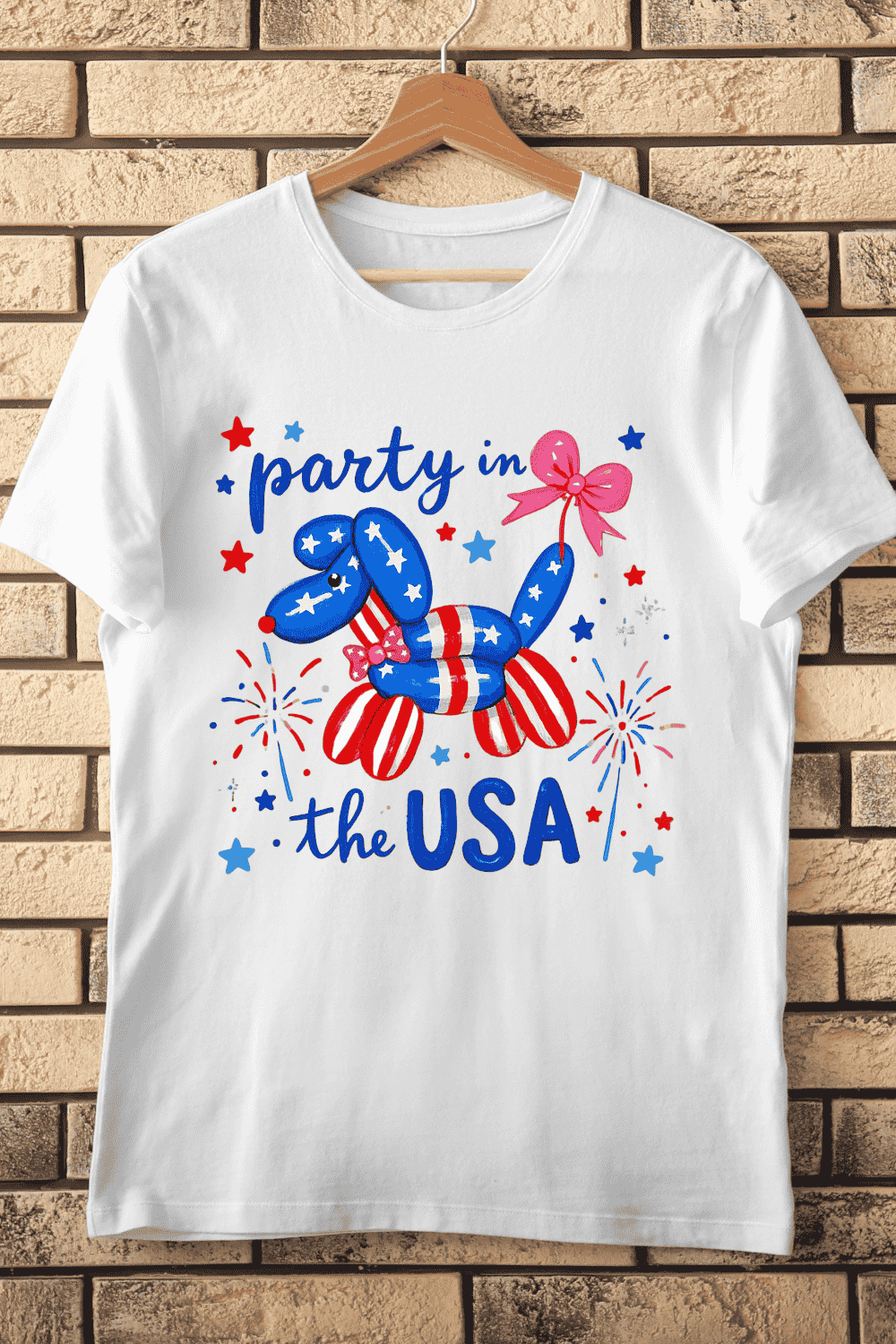 Patriotic Balloon Dog T-Shirt Design pinterest preview image.