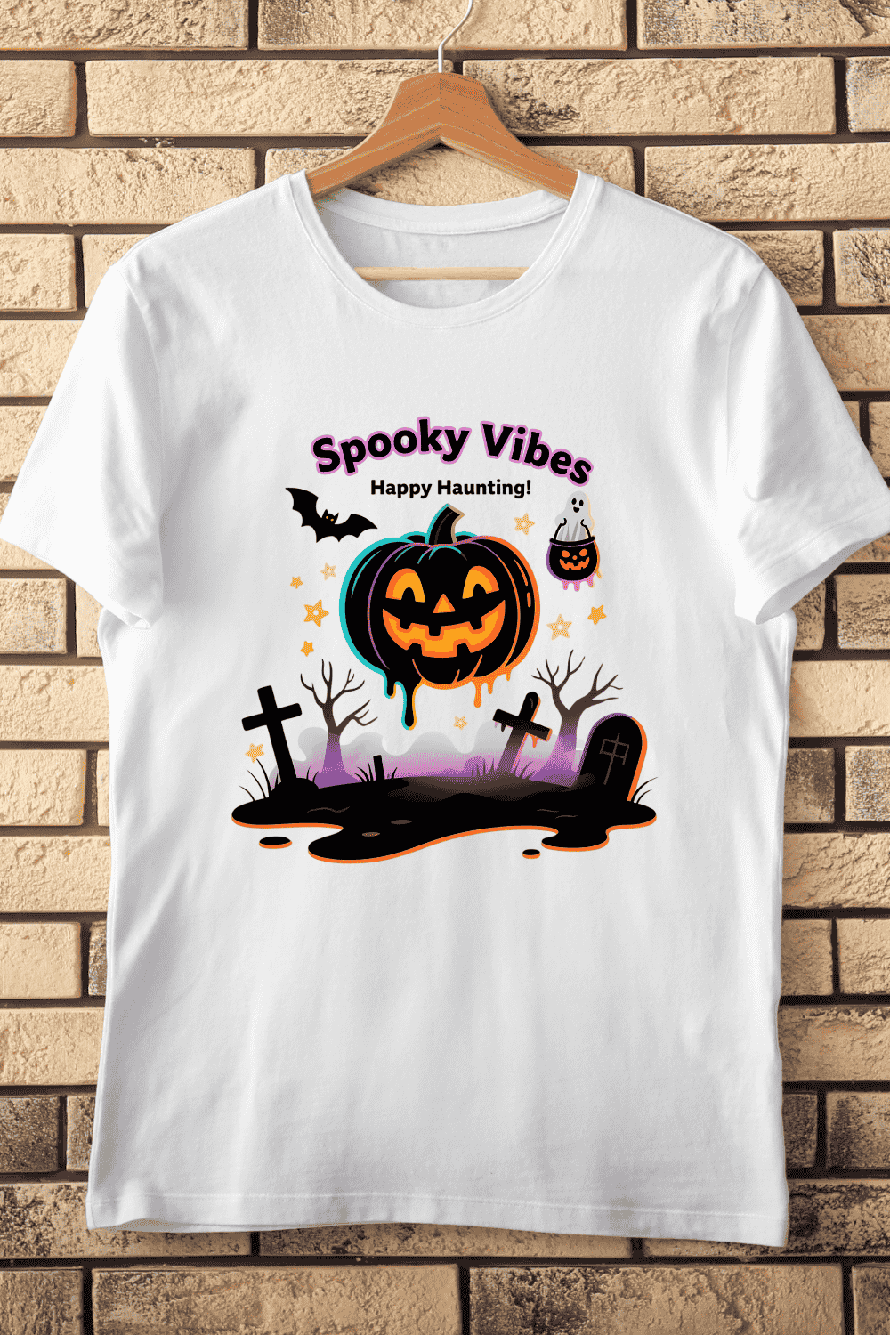 Cute Spooky Night T-Shirt Design pinterest preview image.