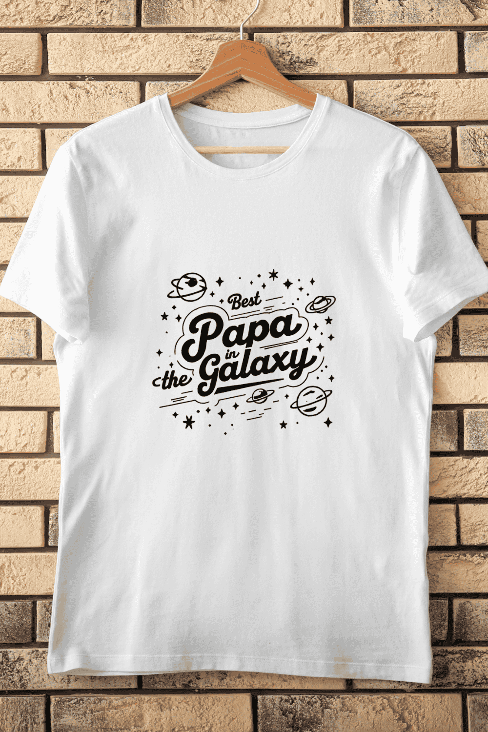 Best Papa in the Galaxy T-Shirt Design pinterest preview image.