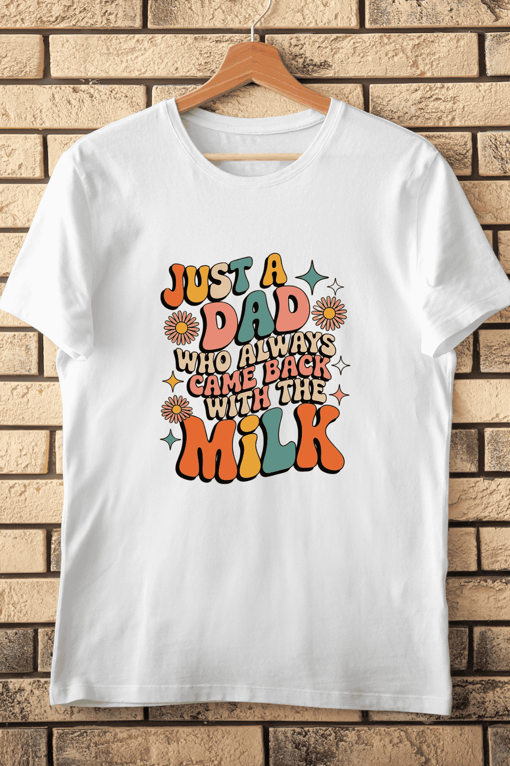 Retro Funny Dad Came Back With Milk T-Shirt Design pinterest preview image.