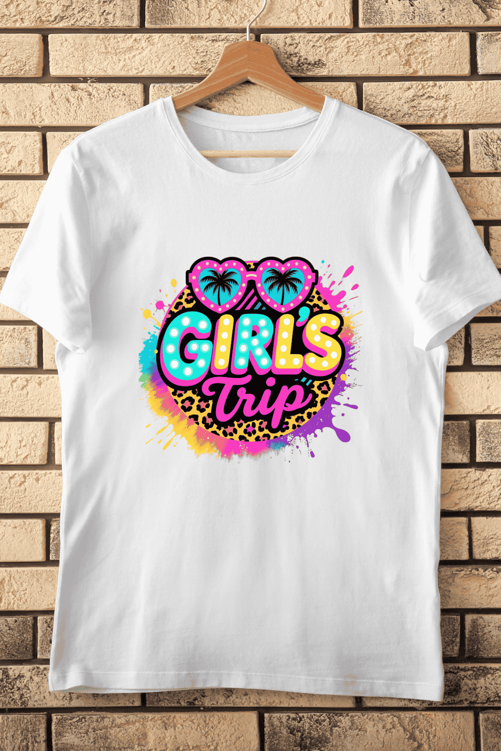 Retro Girl's Trip Summer Getaway T-Shirt Design pinterest preview image.