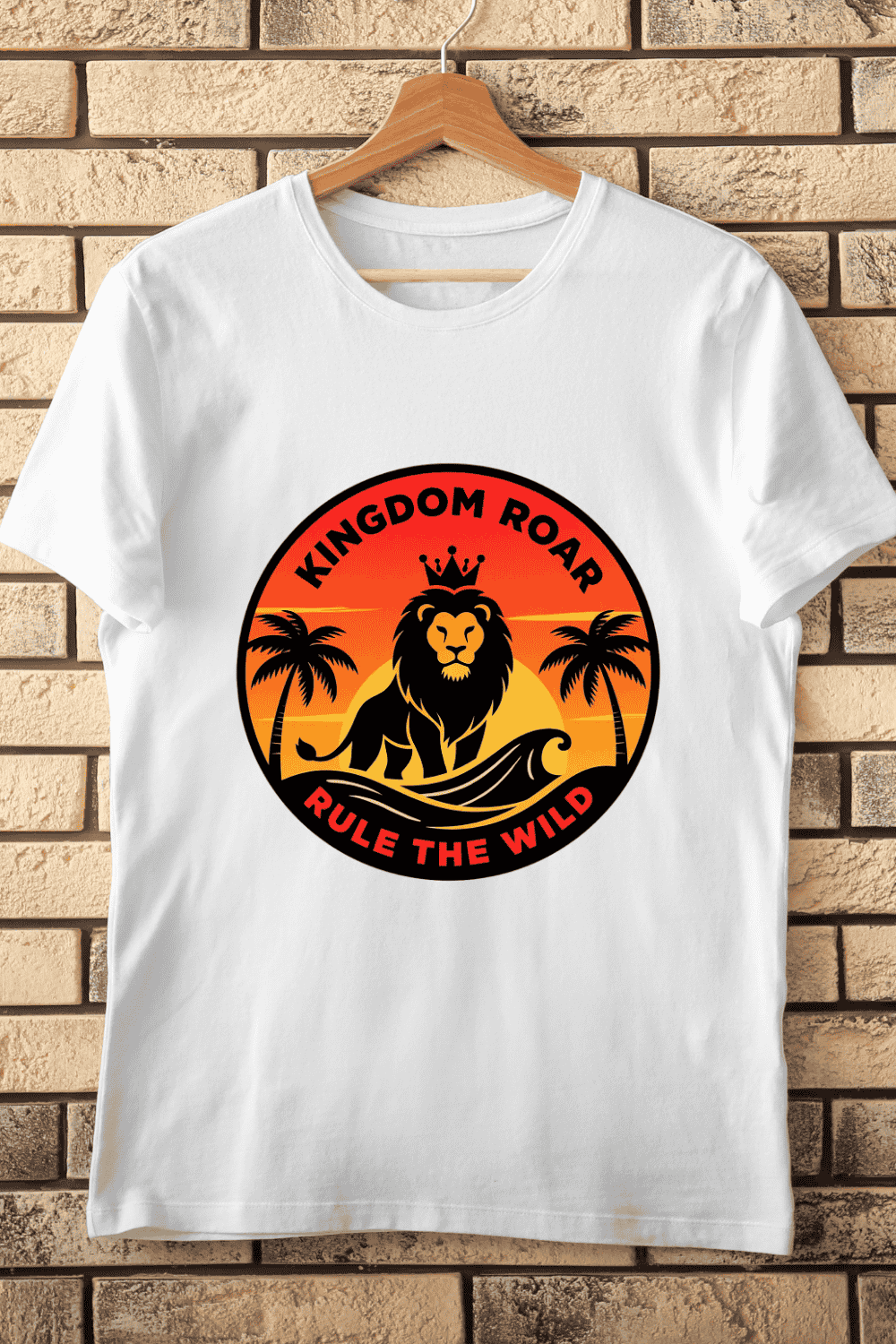 Wild Lion Kingdom T-Shirt Design pinterest preview image.