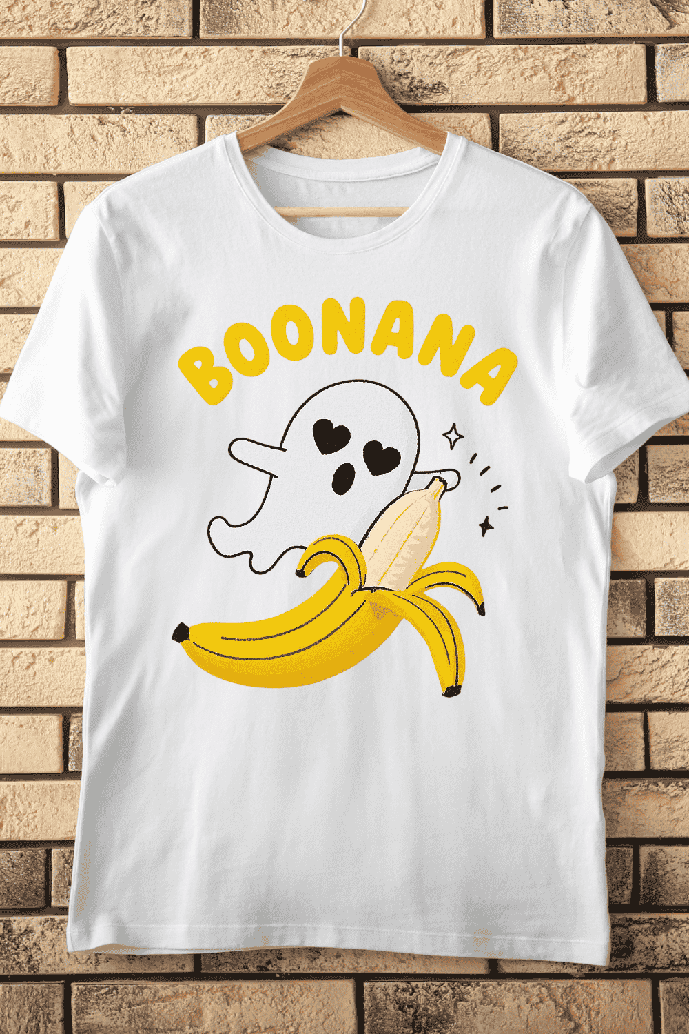 Boonana Ghost and Banana Pun T-Shirt Design pinterest preview image.
