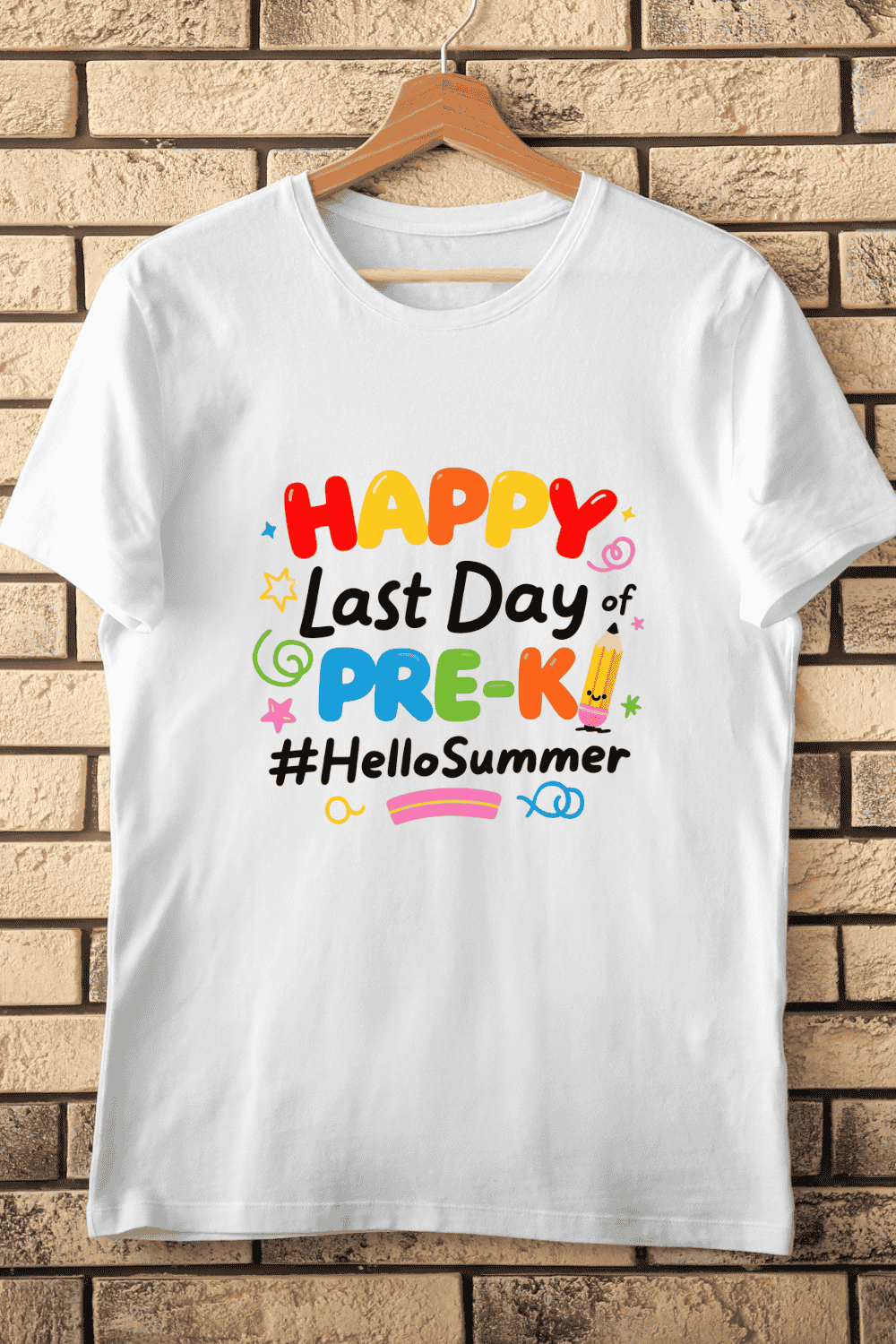 Happy Last Day of Pre-K T-Shirt Design pinterest preview image.
