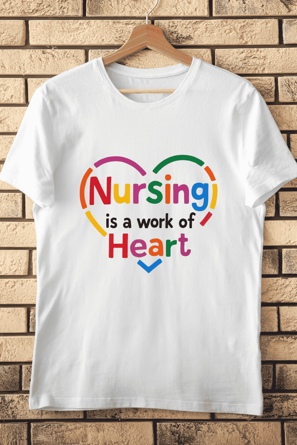 Nursing Is A Work Of Heart T-Shirt Design pinterest preview image.