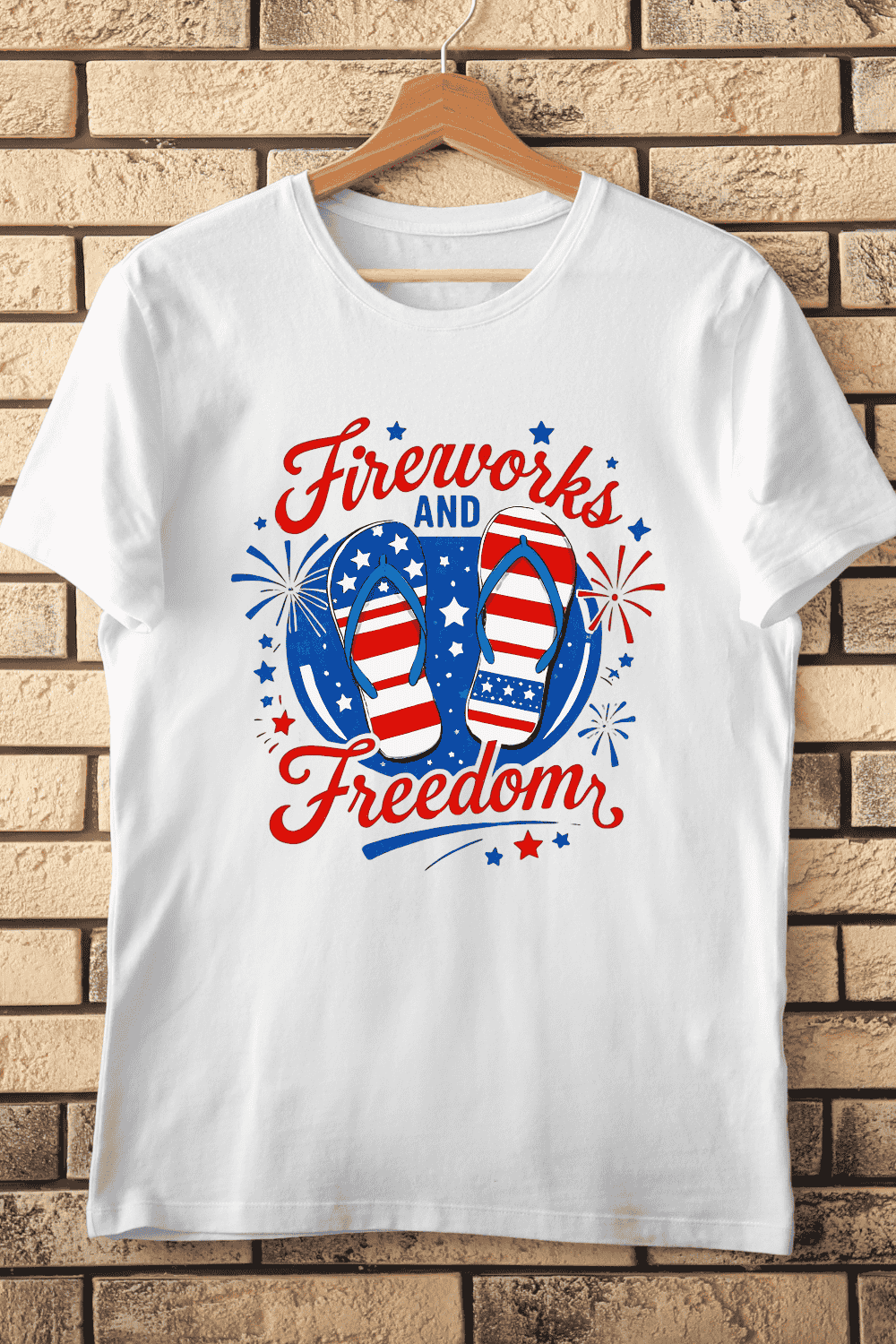 Summer Independence Day T-Shirt Design pinterest preview image.