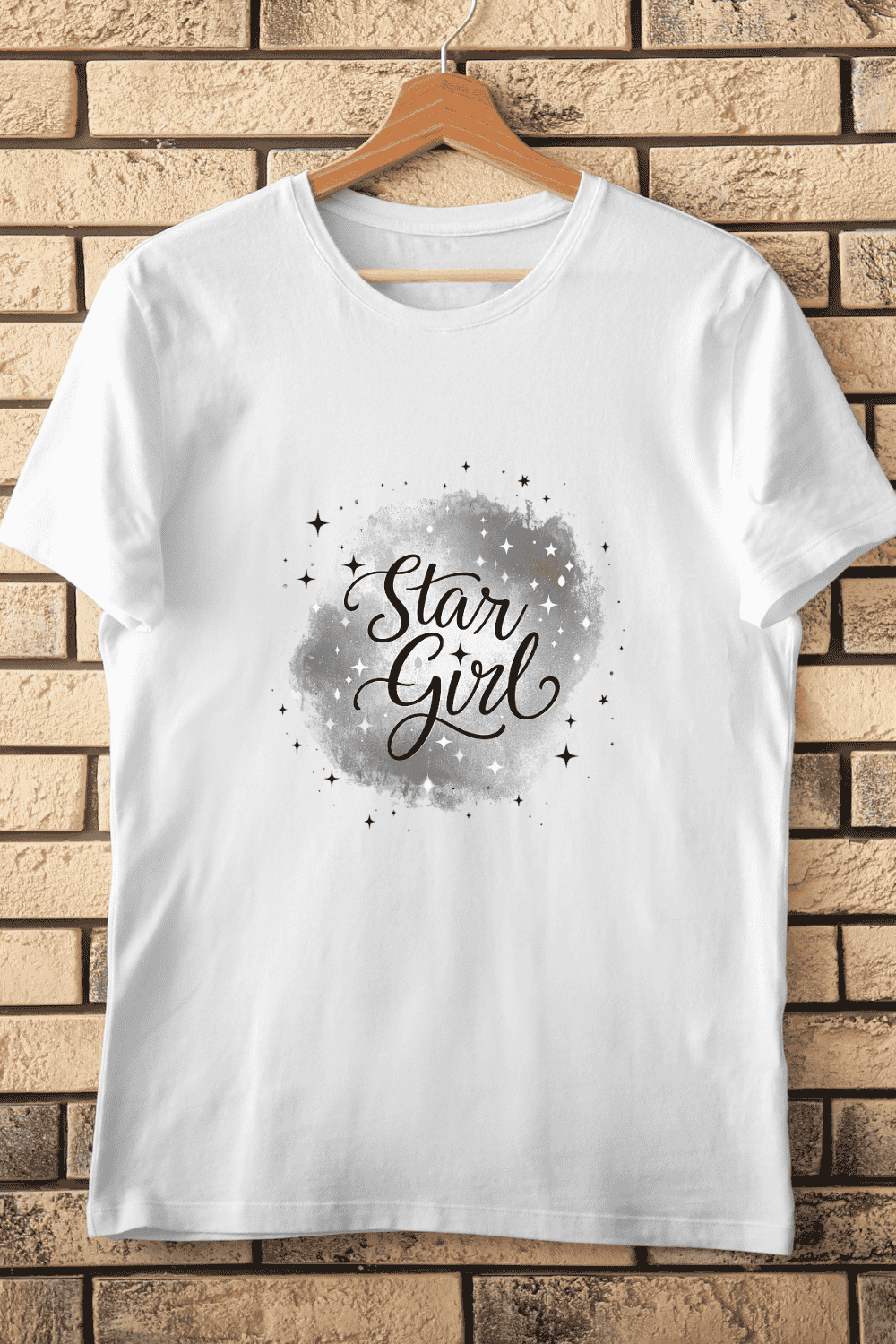 Elegant Star Girl T-Shirt Design pinterest preview image.