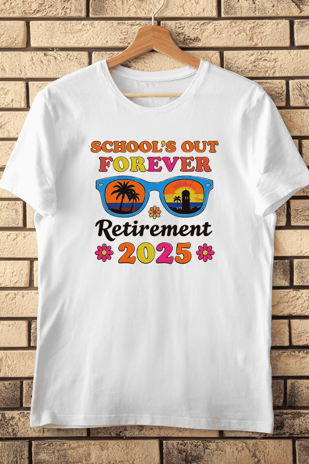 Retirement Beach Sunglasses T-Shirt Design pinterest preview image.