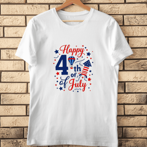 Fourth of July Typography T-Shirt Design cover image.