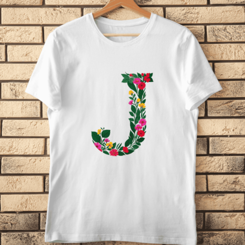Floral Letter J T-Shirt Design cover image.
