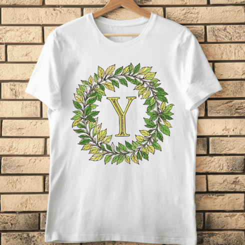Floral Letter Y Wreath T-Shirt Design cover image.