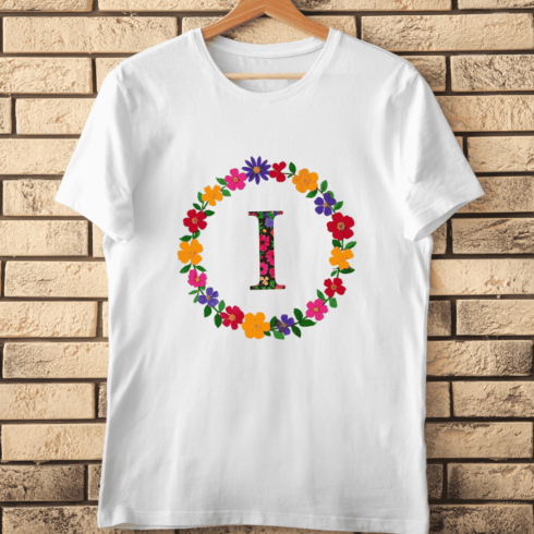 Botanical Alphabet I T-Shirt Design cover image.