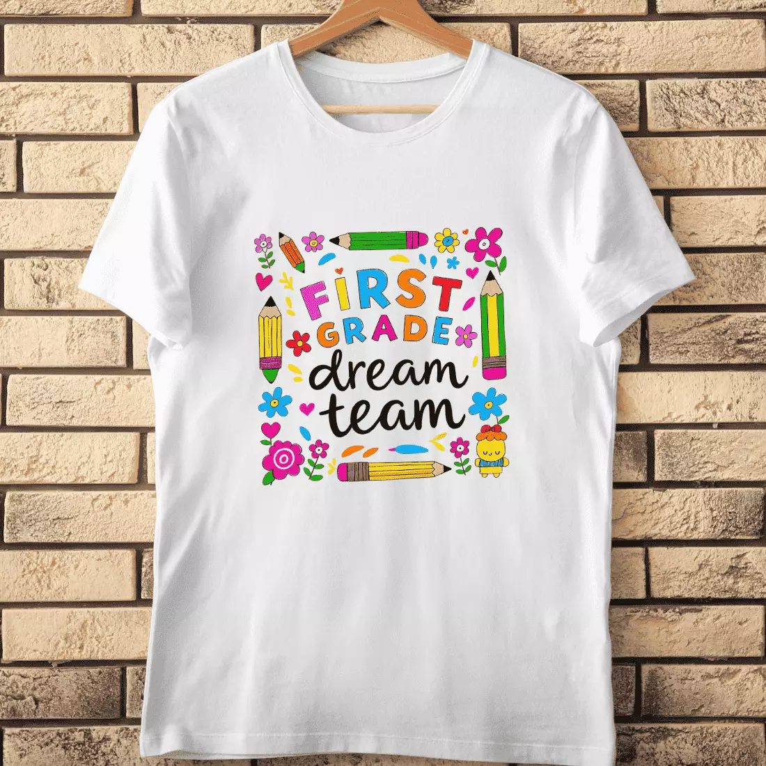 Happy First Grade Art T-Shirt Design cover image.