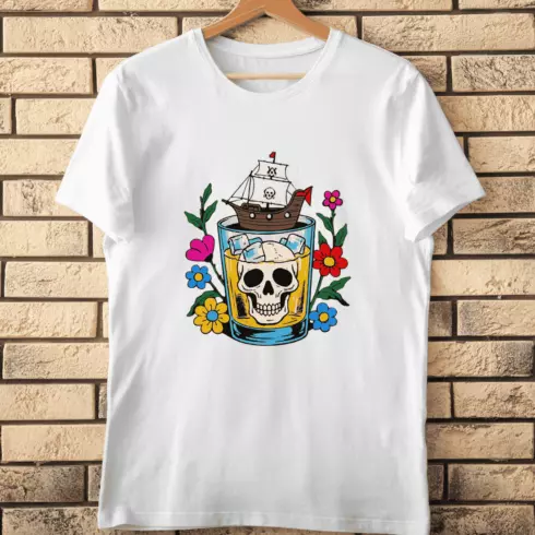 Skull Cocktail Silhouette T-Shirt Design cover image.