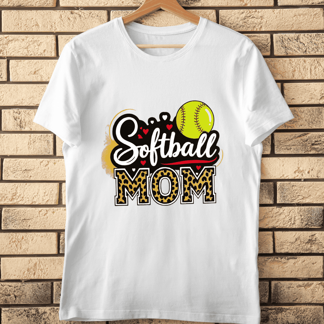 Softball Mom Leopard Print T-Shirt Design cover image.