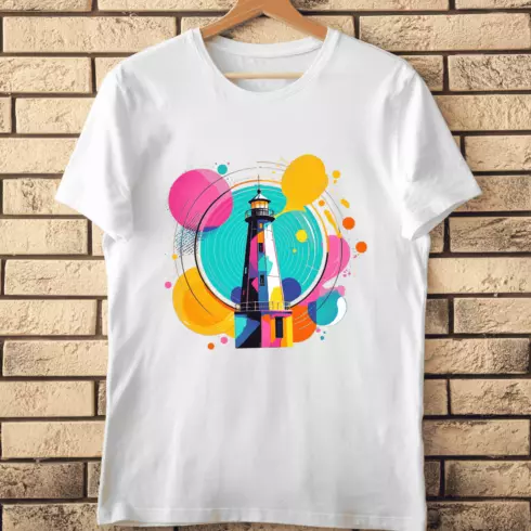 Colorful Abstract Lighthouse T-Shirt Design cover image.