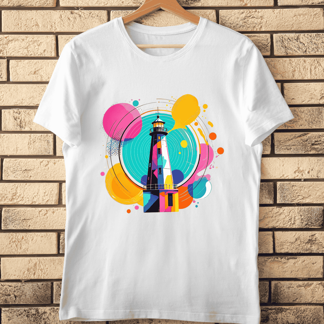 Colorful Abstract Lighthouse T-Shirt Design cover image.
