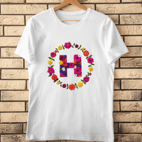Floral Alphabet H with Fresh T-Shirt Design cover image.