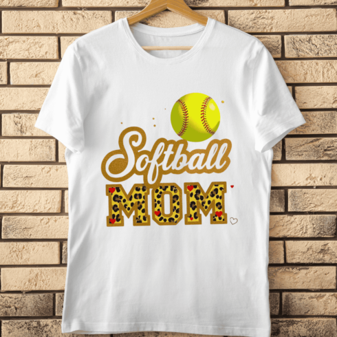 Leopard Softball Mom T-Shirt Design cover image.