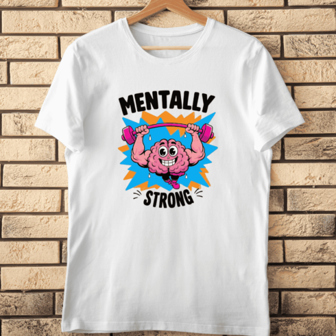 Brain Muscle Growth Mindset Cartoon T-Shirt Design cover image.