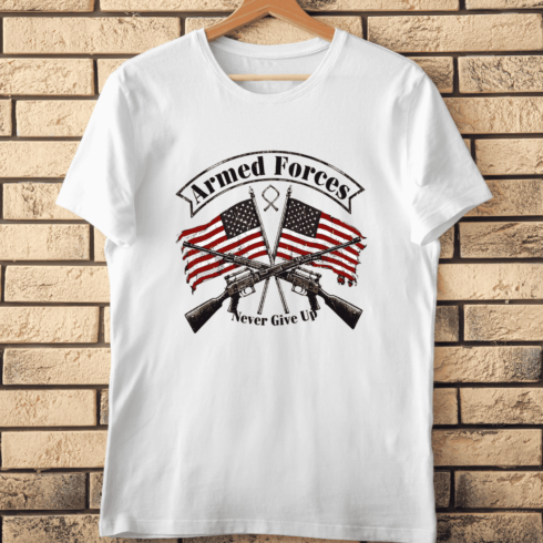 Patriotic Armed Forces T-Shirt Design cover image.