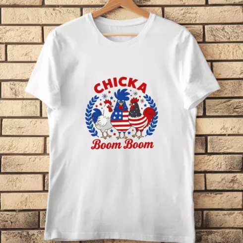 American Flag Chicka Boom Boom T-Shirt Design cover image.