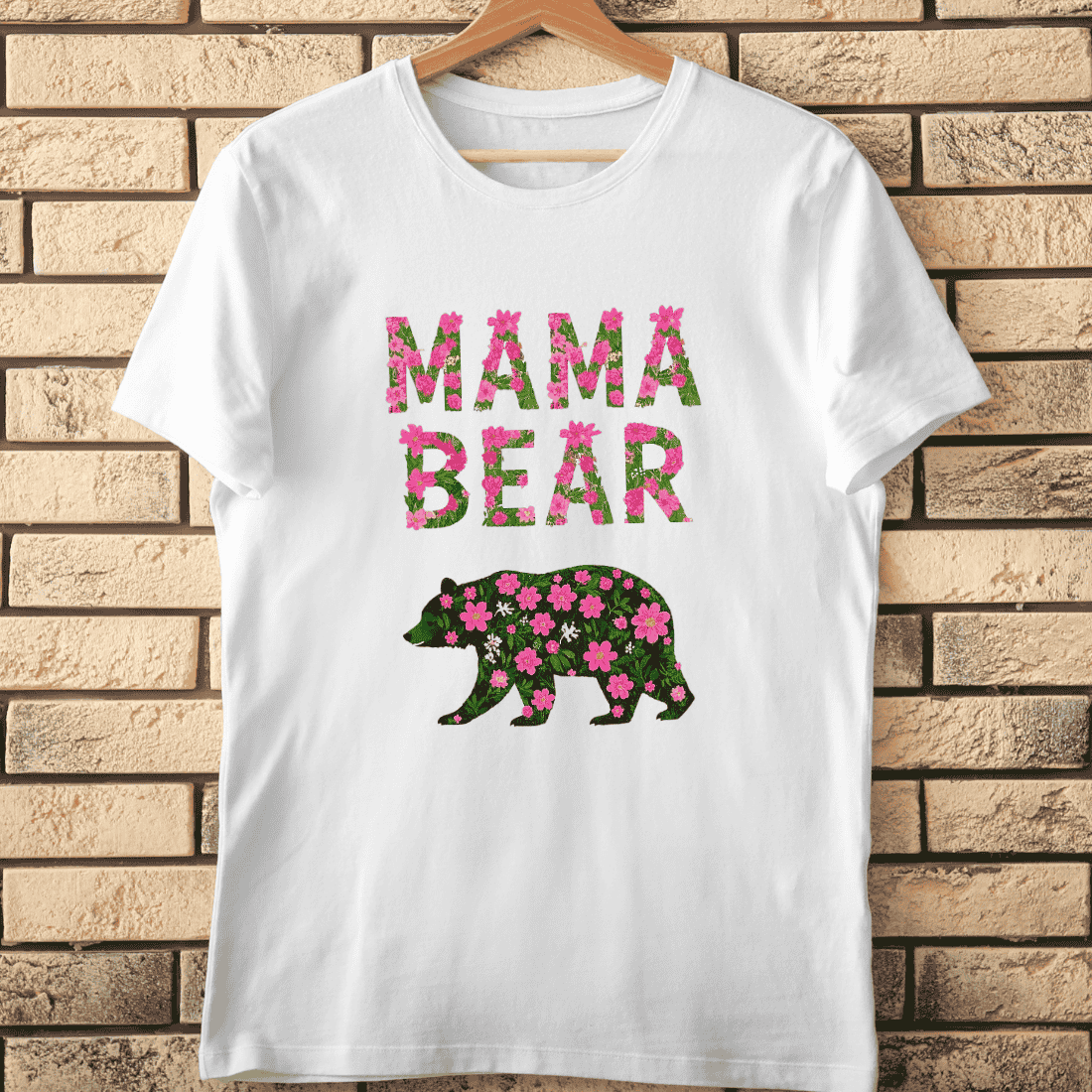 Cute Mama Bear Floral T-Shirt Design cover image.