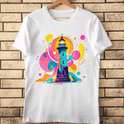Psychedelic Lighthouse T-Shirt Design cover image.