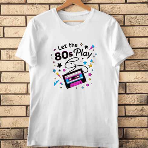 Let the 80s Play Cassette T-Shirt Design cover image.