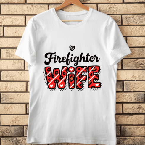 Firefighter Spouse Leopard Heart T-Shirt Design cover image.
