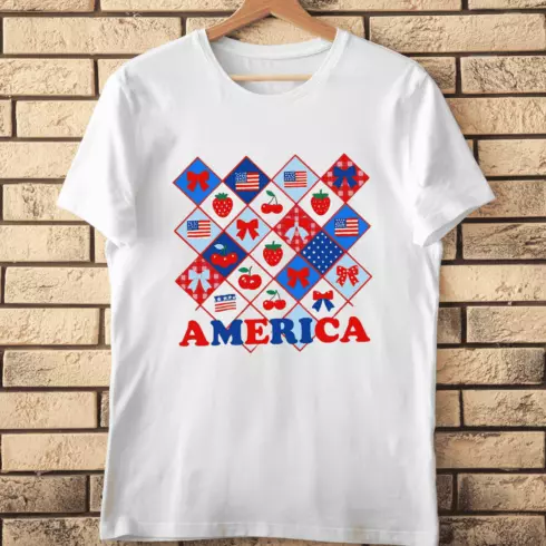 American Holiday Checkerboard T-Shirt Design cover image.