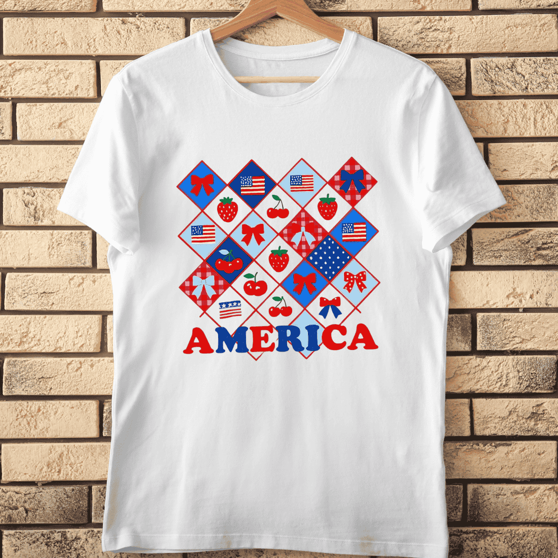 American Holiday Checkerboard T-Shirt Design cover image.