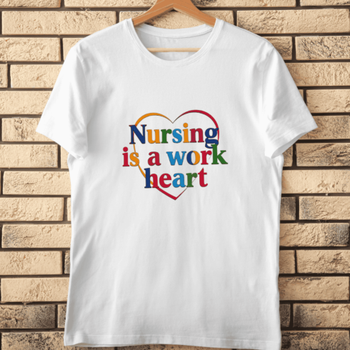 Nursing Love and Care Colorful T-Shirt Design cover image.