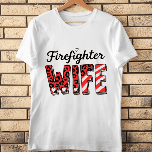 Firefighter Wife Heart Leopard T-Shirt Design cover image.