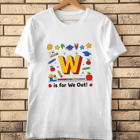 Fun End of School Year Letter W T-Shirt Design cover image.