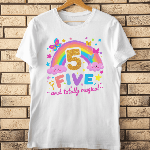 Five Years Old Birthday T-Shirt Design cover image.