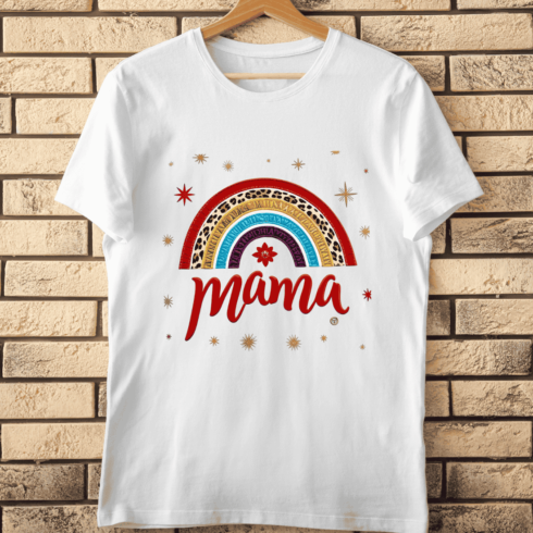 Colorful Mama with Hearts T-Shirt Design cover image.