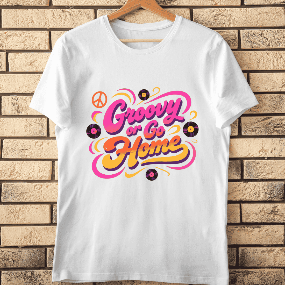 Groovy or Go Home Retro Typography T-Shirt Design cover image.