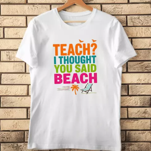 Funny Teacher Summer Vacation Beach Quote T-Shirt Design cover image.