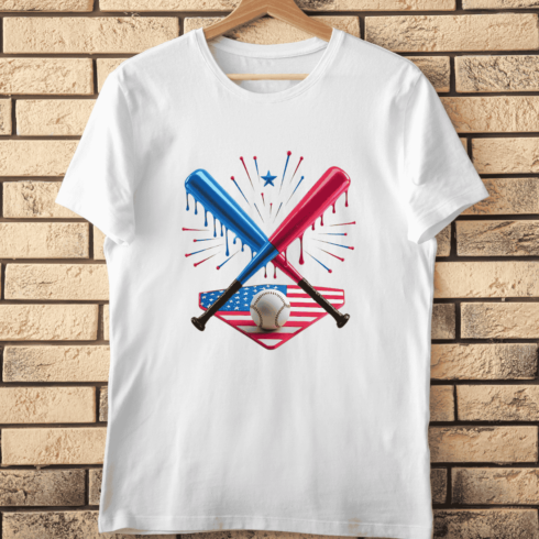 USA Flag Baseball Bats T-Shirt Design cover image.