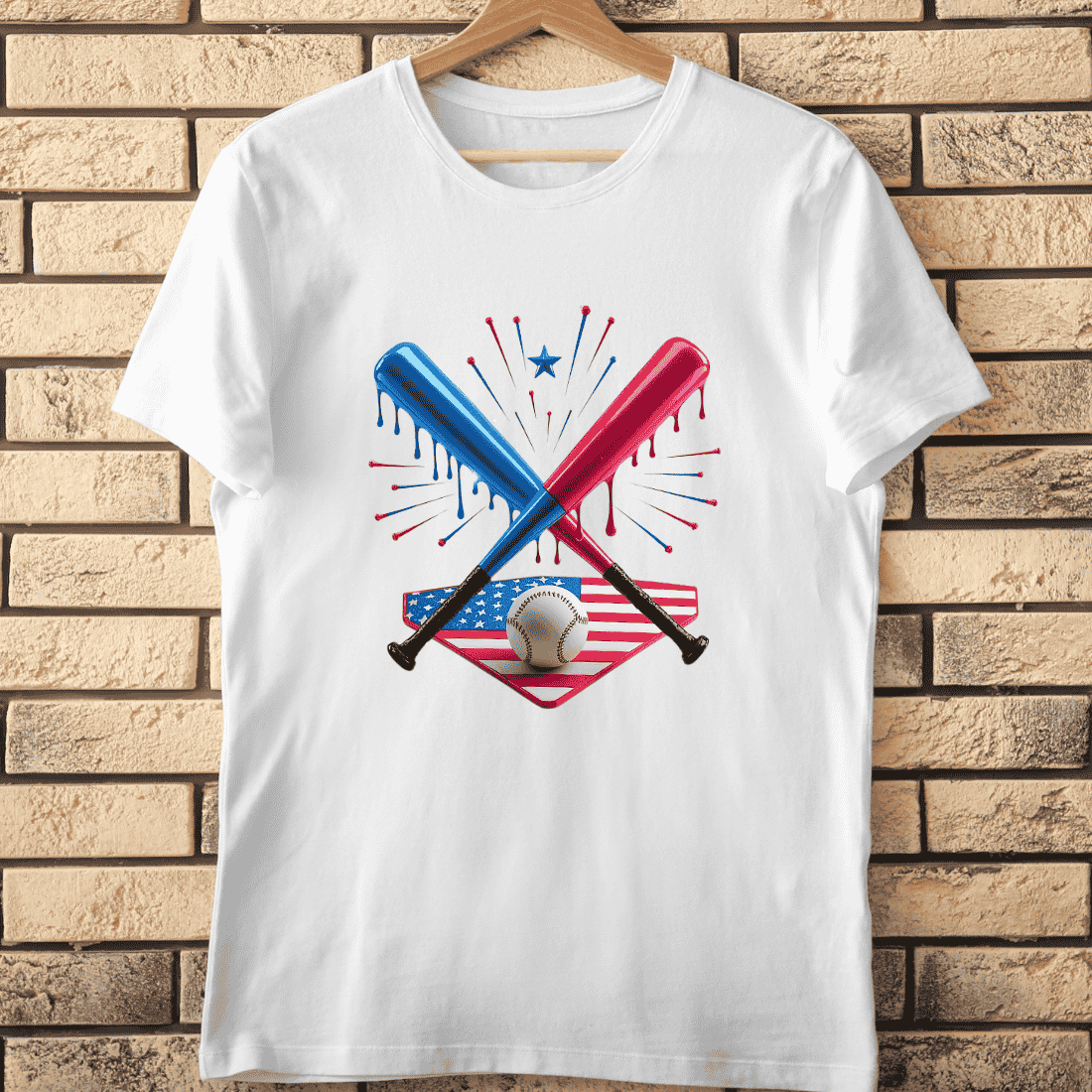 USA Flag Baseball Bats T-Shirt Design cover image.