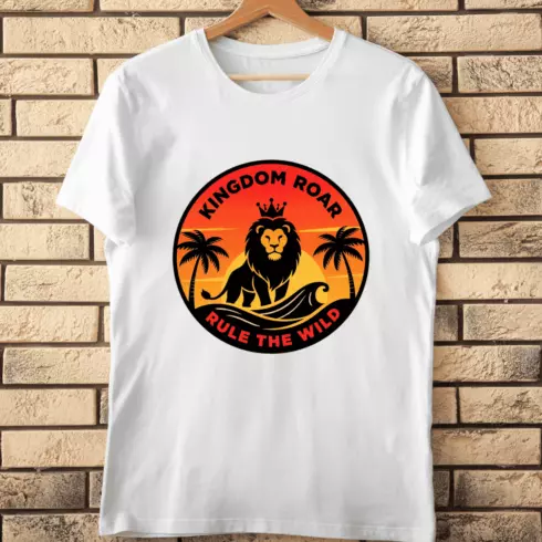 Wild Lion Kingdom T-Shirt Design cover image.