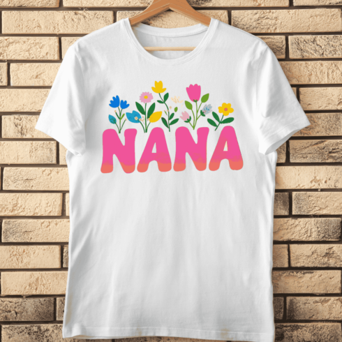 Floral Nana Typography T-Shirt Design cover image.