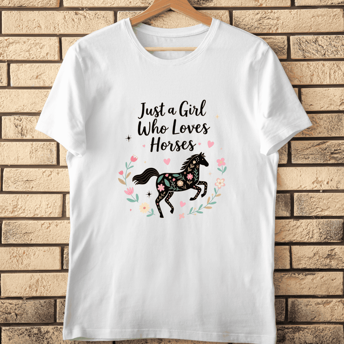 Girl Who Loves Horses Silhouette T-Shirt Design cover image.