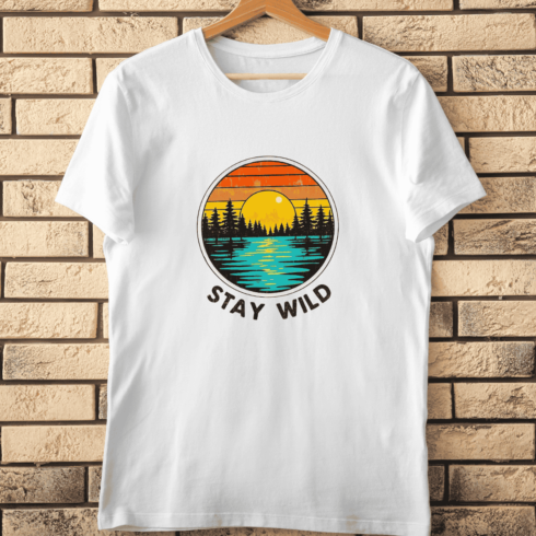 Retro Wilderness Scene T-Shirt Design cover image.