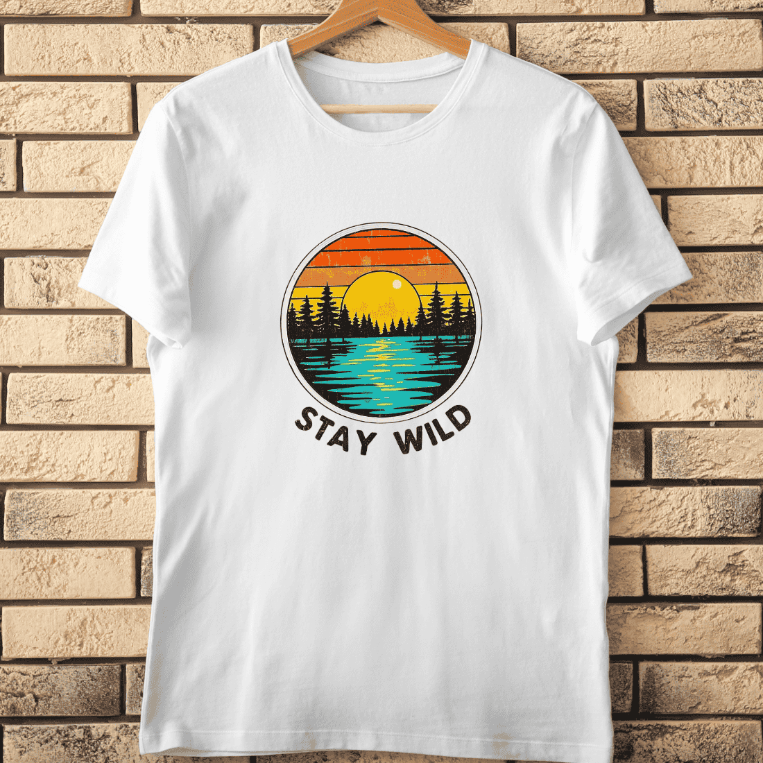 Retro Wilderness Scene T-Shirt Design cover image.