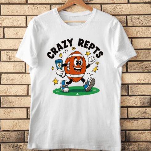 Crazy Repts Football Character T-Shirt Design cover image.