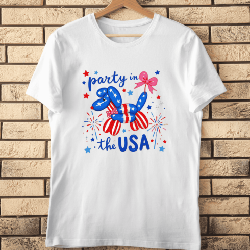 Patriotic Balloon Dog T-Shirt Design cover image.