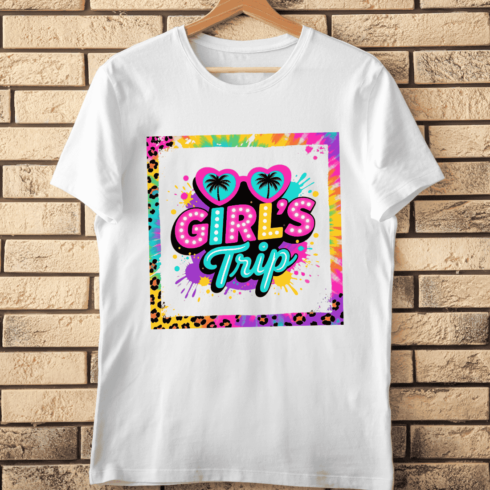 Girl's Trip Retro Tie-Dye T-Shirt Design cover image.